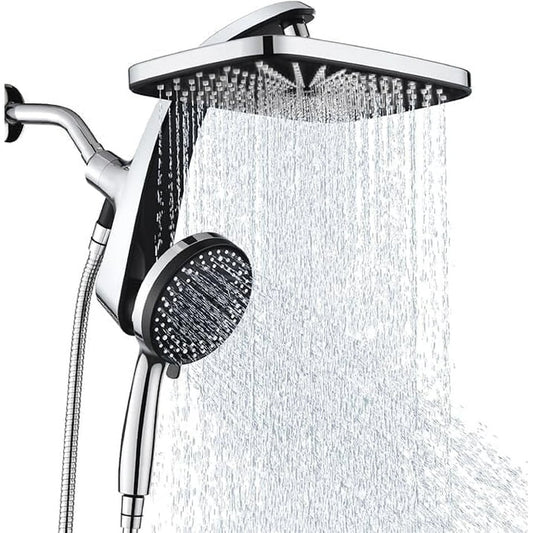 KESTE High Pressure Rain Shower Head: Upgrade Shower Heads with Handheld Spray Combo with Fixed Showerhead & 10 Sprays Handheld, Detachable Shower head Built-in Magnetic Docking & Power Jets