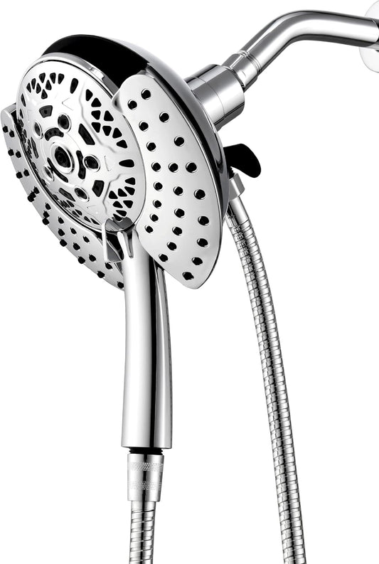 Shower Heads with Handheld Spray Combo: 7.2" Rainfall Shower Head & Handheld Shower Head 2-IN-1 Shower Head with 60" Rotatable Stainless Steel Hose, Shower Trim Systems
