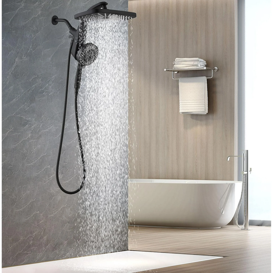 KESTE High Pressure Rain Shower Head: Upgrade Shower Heads with Handheld Spray Combo with Fixed Shower head & 10 Sprays Handheld, Detachable Shower head Built-in Magnetic Docking & Power Jets