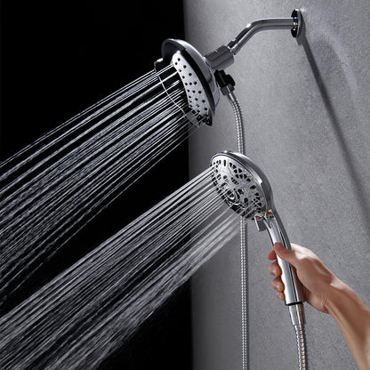 Shower Heads with Handheld Spray Combo: 7.2" Rainfall Shower Head & Handheld Shower Head 2-IN-1 Shower Head with 60" Rotatable Stainless Steel Hose, Shower Trim Systems