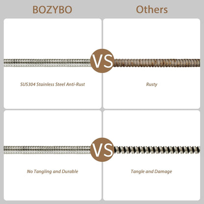 KESTE Shower Hose Extra Long, 71 Inches High-Density Anti-Leak Stainless Steel Handheld Showerhead Hose with Dual Cone Anti-Tangle Nuts, Nickel