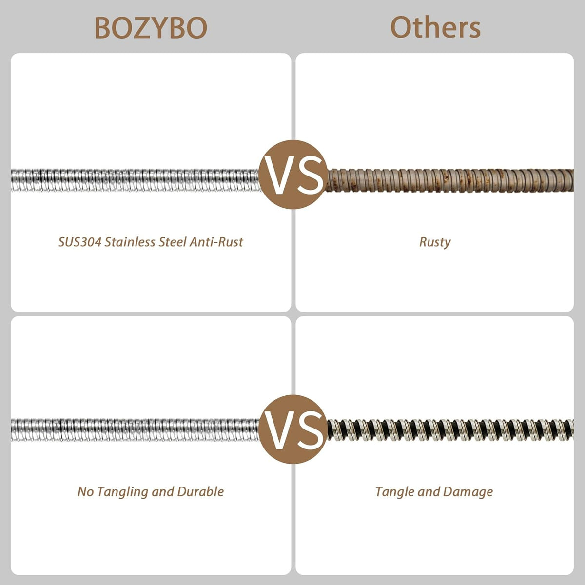 KESTE Shower Hose Extra Long, 71 Inches High-Density Anti-Leak Stainless Steel Handheld Showerhead Hose with Dual Cone Anti-Tangle Nuts, Silver Chrome