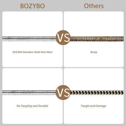 KESTE Shower Hose Extra Long, 71 Inches High-Density Anti-Leak Stainless Steel Handheld Showerhead Hose with Dual Cone Anti-Tangle Nuts, Silver Chrome