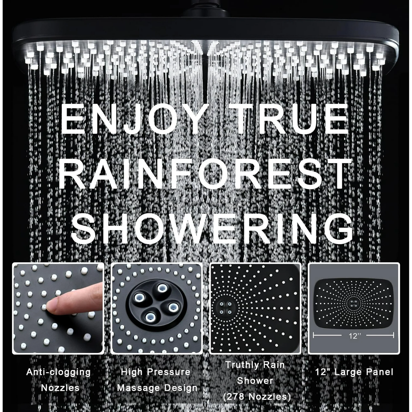 KESTE High Pressure Rain Shower Head: Upgrade Shower Heads with Handheld Spray Combo with Fixed Shower head & 10 Sprays Handheld, Detachable Shower head Built-in Magnetic Docking & Power Jets