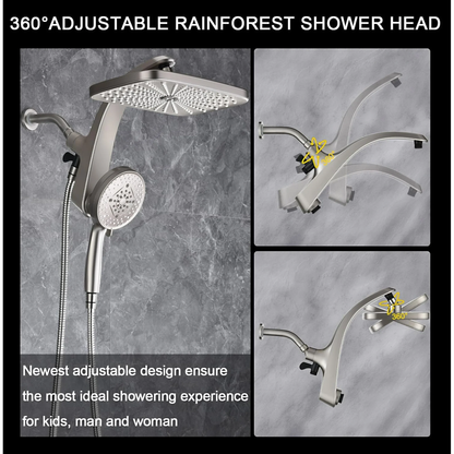 KESTE High Pressure Rain Shower Head: Upgrade Shower Heads with Handheld Spray Combo with Fixed Showerhead & 10 Sprays Handheld, Detachable Shower head Built-in Magnetic Docking & Power Jets