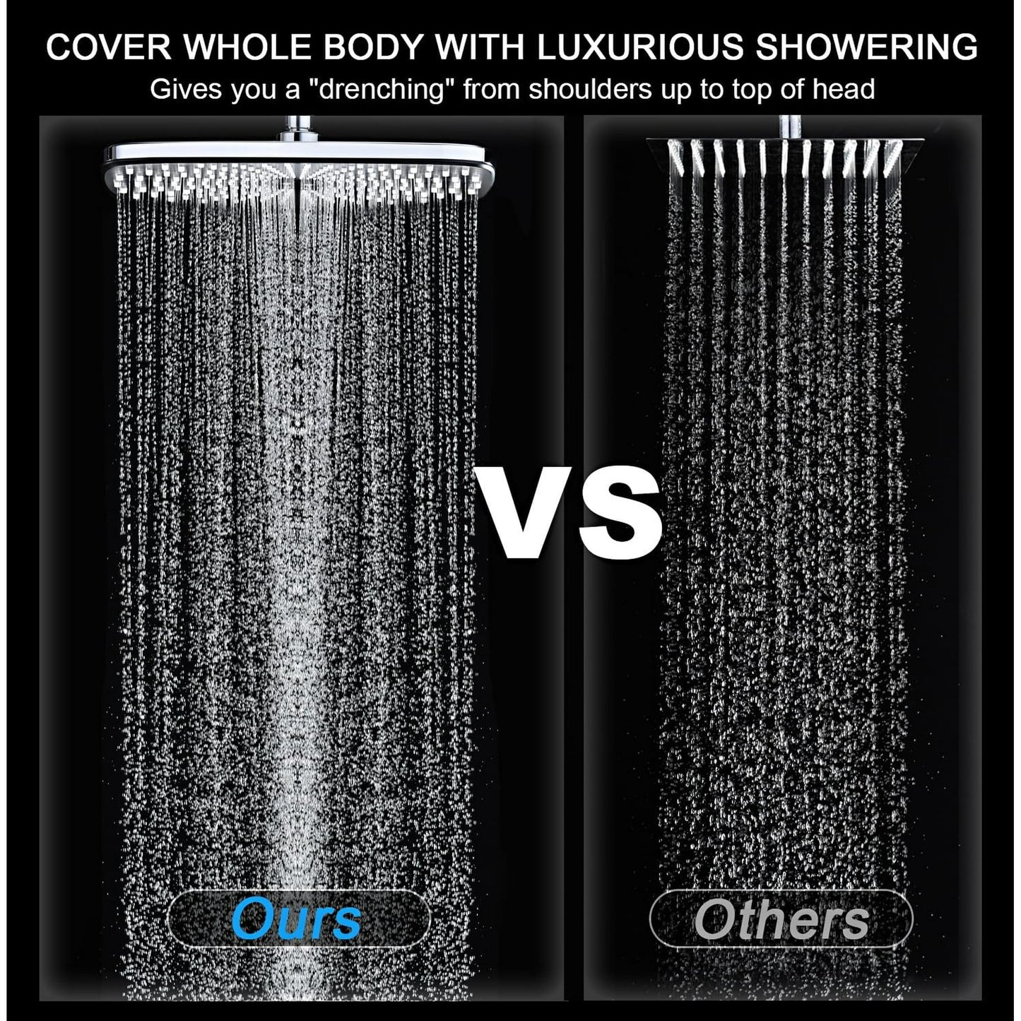 KESTE High Pressure Rain Shower Head: Upgrade Shower Heads with Handheld Spray Combo with Fixed Showerhead & 10 Sprays Handheld, Detachable Shower head Built-in Magnetic Docking & Power Jets