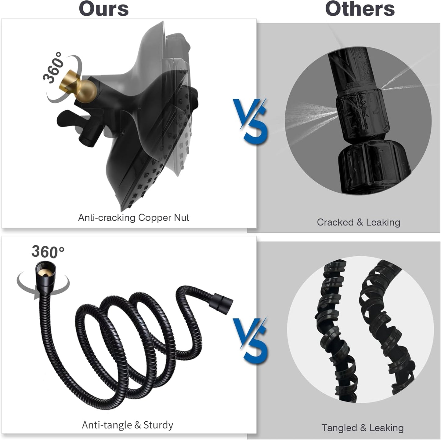 Shower Heads with Handheld Spray Combo: 7.2" Rainfall Shower Head & Handheld Shower Head 2-IN-1 Shower Head with 60" Rotatable Stainless Steel Hose, Shower Trim Systems