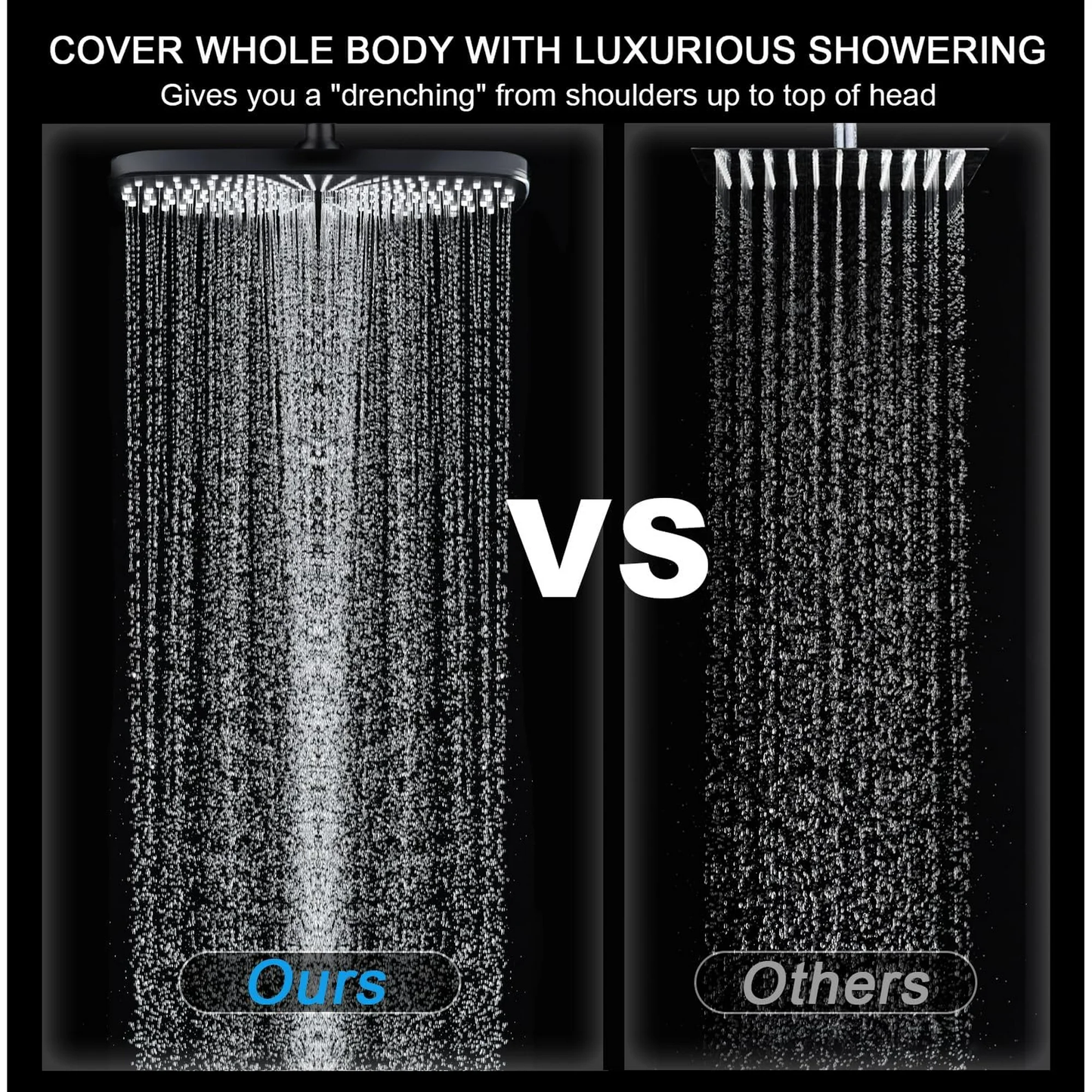 KESTE High Pressure Rain Shower Head: Upgrade Shower Heads with Handheld Spray Combo with Fixed Shower head & 10 Sprays Handheld, Detachable Shower head Built-in Magnetic Docking & Power Jets