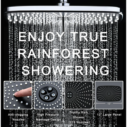 KESTE High Pressure Rain Shower Head: Upgrade Shower Heads with Handheld Spray Combo with Fixed Showerhead & 10 Sprays Handheld, Detachable Shower head Built-in Magnetic Docking & Power Jets