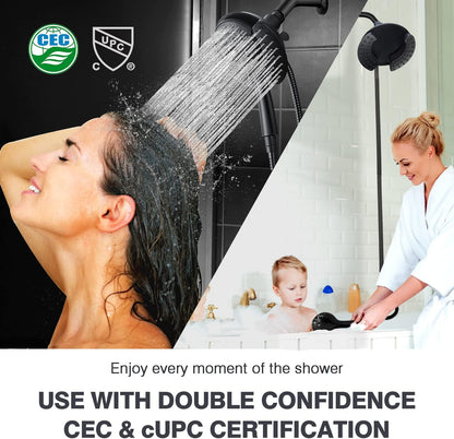 Shower Heads with Handheld Spray Combo: 7.2" Rainfall Shower Head & Handheld Shower Head 2-IN-1 Shower Head with 60" Rotatable Stainless Steel Hose, Shower Trim Systems