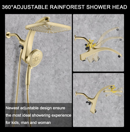 KESTE High Pressure Rain Shower Head: Upgrade Shower Heads with Handheld Spray Combo with Fixed Shower head & 10 Sprays Handheld, Detachable Shower head Built-in Magnetic Docking & Power Jets