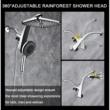 KESTE High Pressure Rain Shower Head: Upgrade Shower Heads with Handheld Spray Combo with Fixed Showerhead & 10 Sprays Handheld, Detachable Shower head Built-in Magnetic Docking & Power Jets