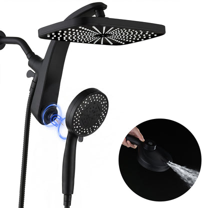 KESTE 12 Inch Shower Head with Handheld Combo, High Pressure Rainfall Showerhead with 9 Modes Handheld Shower, Magnetic Docking, Adjustable Dual Shower Heads for Bathroom, Silver Chrome