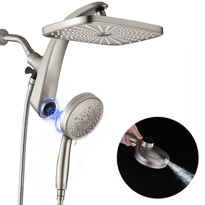 KESTE 12 Inch Shower Head with Handheld Combo, High Pressure Rainfall Showerhead with 9 Modes Handheld Shower, Magnetic Docking, Adjustable Dual Shower Heads for Bathroom, Silver Chrome