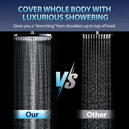 KESTE 12 Inch Shower Head with Handheld Combo, High Pressure Rainfall Showerhead with 9 Modes Handheld Shower, Magnetic Docking, Adjustable Dual Shower Heads for Bathroom, Silver Chrome