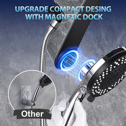 KESTE 12 Inch Shower Head with Handheld Combo, High Pressure Rainfall Showerhead with 9 Modes Handheld Shower, Magnetic Docking, Adjustable Dual Shower Heads for Bathroom, Silver Chrome