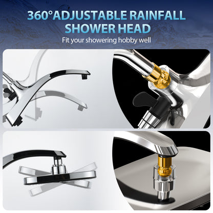 KESTE 12 Inch Shower Head with Handheld Combo, High Pressure Rainfall Showerhead with 9 Modes Handheld Shower, Magnetic Docking, Adjustable Dual Shower Heads for Bathroom, Silver Chrome